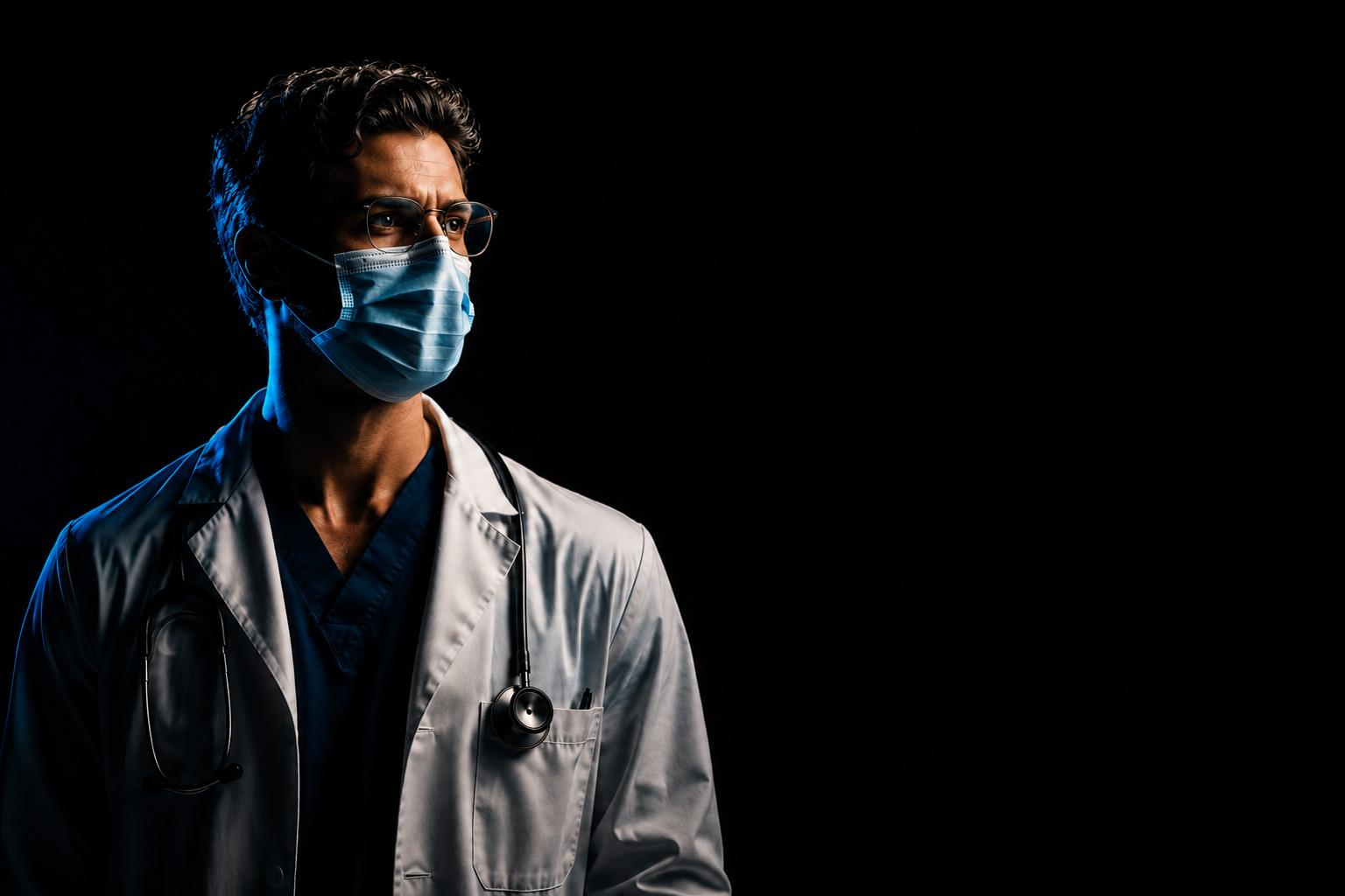 Doctor under dramatic studio lighting